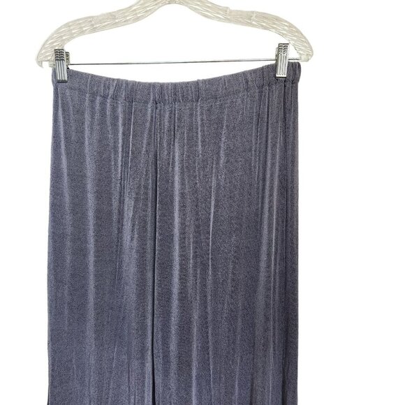 Flax Pull On Wide Leg Cropped‎ Pants Womens Small Gray Slinky Acetate No Iron - Picture 2 of 13